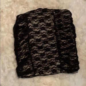 Strapless lace top with zipper